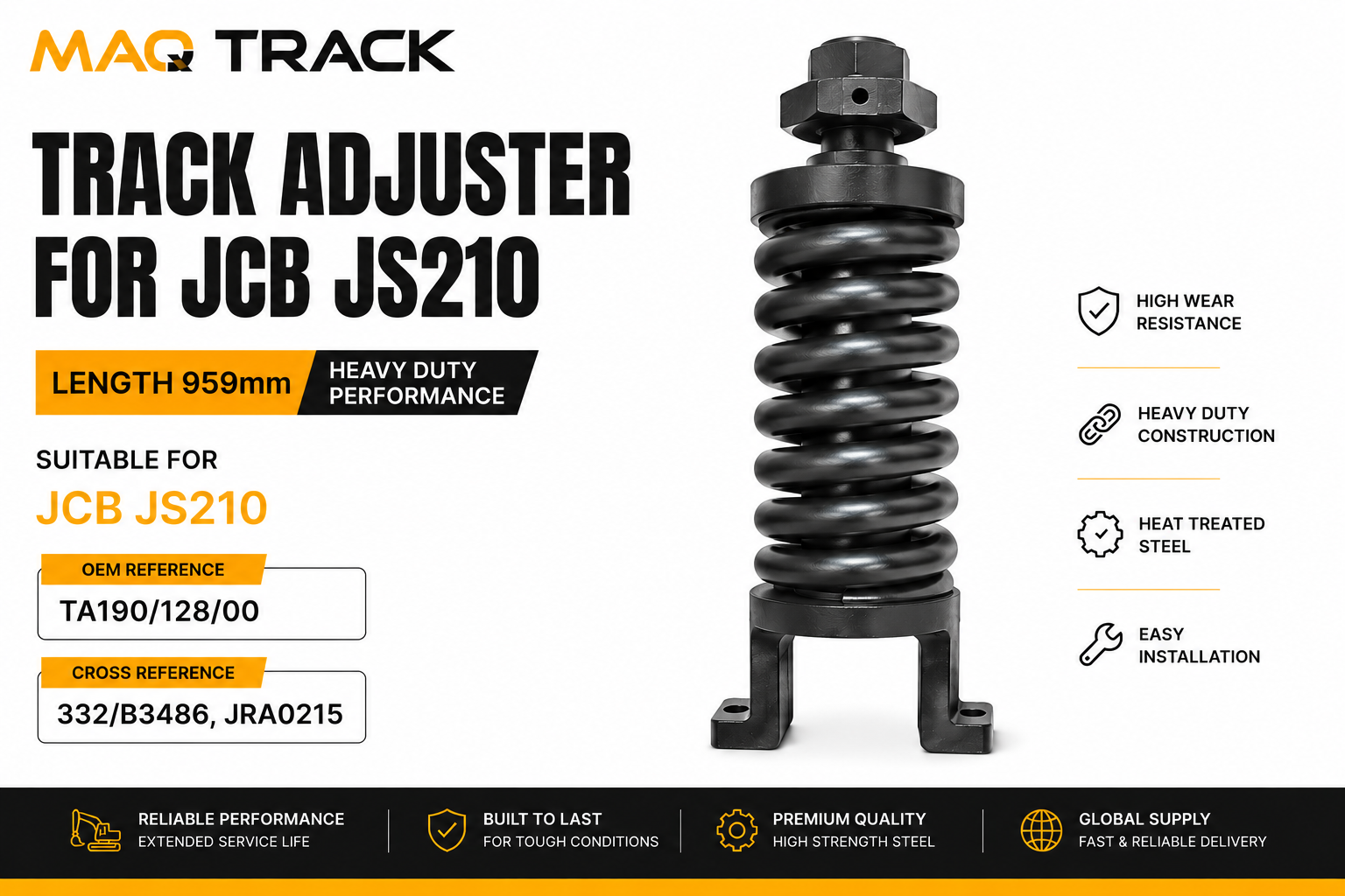 Track Adjuster for JCB JS210 959mm | MAQ TRACK Track Adjuster 959mm for JCB JS210 excavator by MAQ TRACK